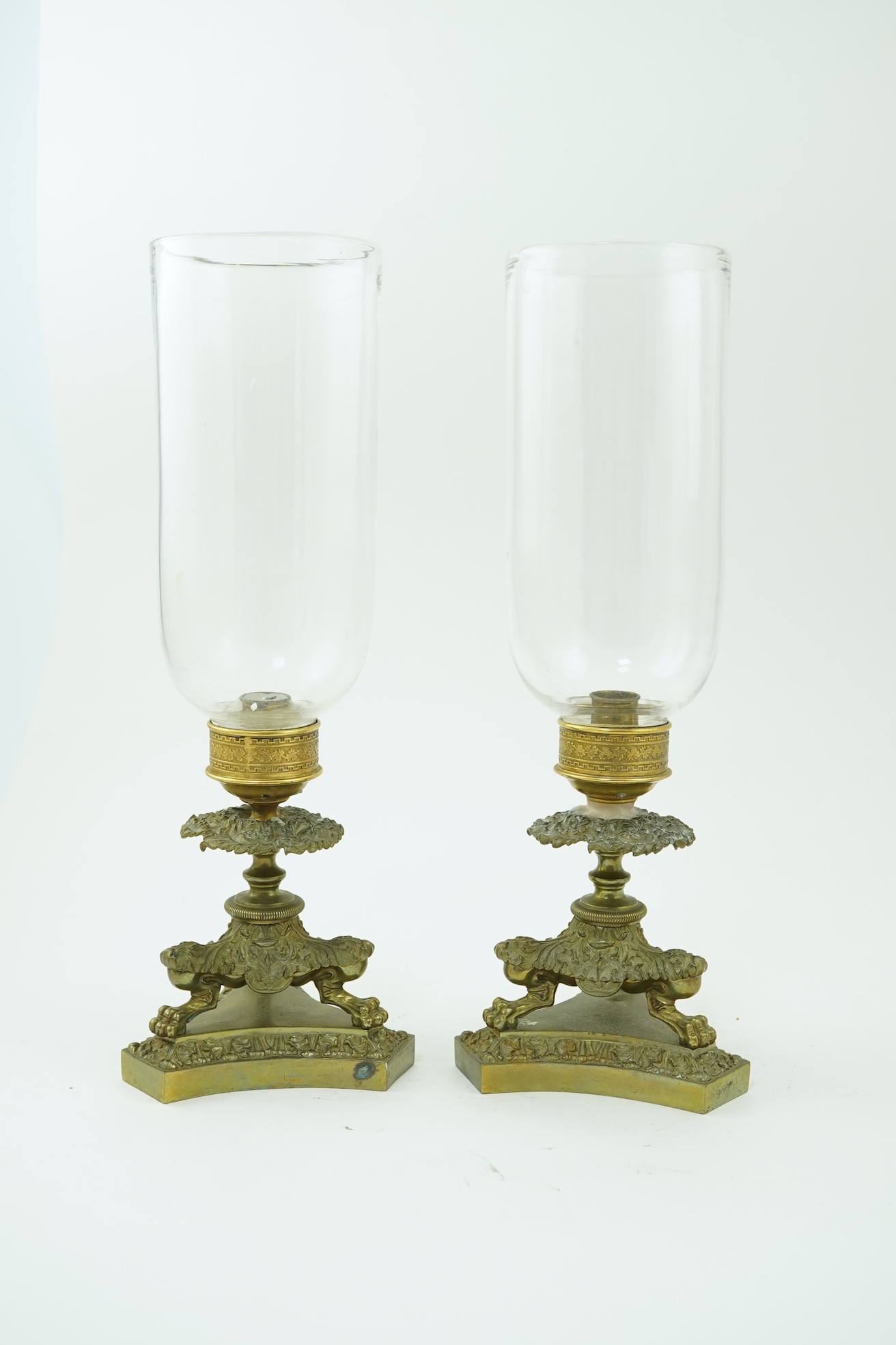 A pair of Empire style ormolu storm lanterns, 19th century